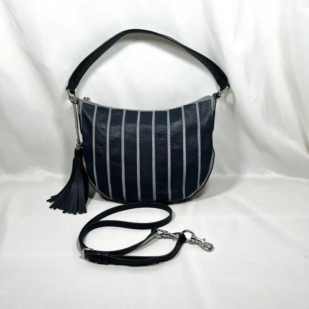 MICHAEL Michael Kors Brooklyn Appliqué Hobo Bag Leather Wash Denim Blue